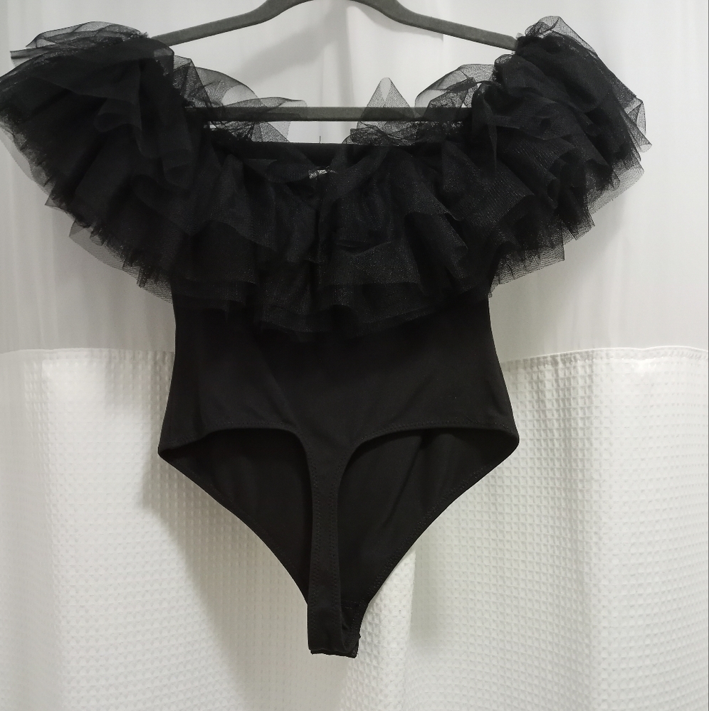 Free People Big Love Black Off-Shoulder Bodysuit. Size Xs. NWT. - Picture 4 of 8